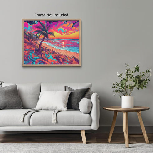 Posterizer 1 pcs- psychedelic funky hippie colorful landscap 9-Abstract & Modern Art-Fantasy & Fiction Art- Living Room Bedroom Decor- unframed wa...