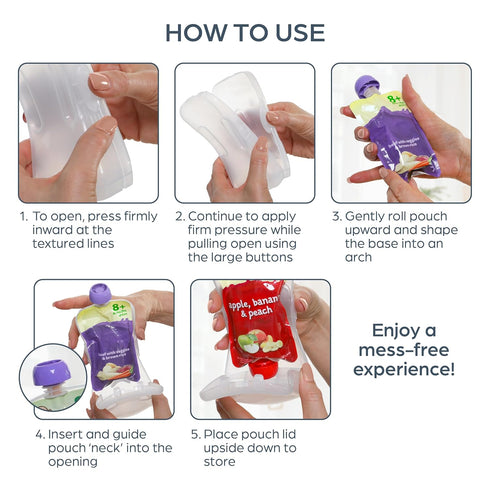 Dreambaby Pouch Pal Self-Feeding Baby Food Pouch Holder - No Squeeze, No Spill, No Mess Reusable Container for Baby Led Weaning...