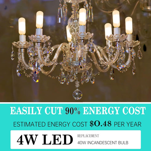Frosted Light Bulbs E12 LED Bulb 40W Warm White 2700K, Chandelier Light Bulb Frosted, E12 Candelabra Light Bulb 40 Watt Equivalent T6 Tubular Cand...