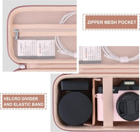 Vlogging Camera Case Compatible with Duluvulu/for TEBNGIHNM/for zheozeig/for Oiadek 4K Digital Camera, Vlog Camera Carrying Case for Lens, Usb Cab...