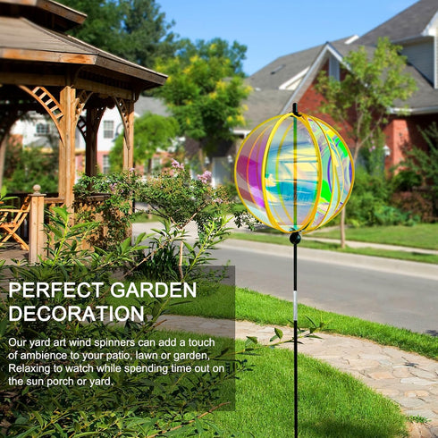 FONMY 360° Outdoor Gazing ball Wind Spinner 3D Wind Sculpture with Stake Reflective Rainbow Maker Worth Gift for Christmas Indoor/Outdoor Garden D...