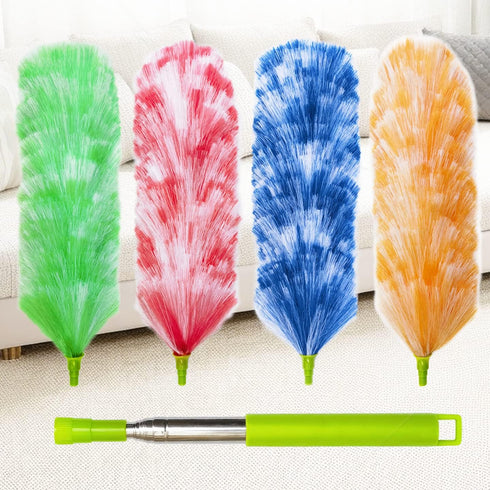 4 Pack Extendable Static Feather Duster,25" to 55" Length, Detachable and Beandable and Washable Head,Cleaning Supplies for Office,Car,Window,Furn...