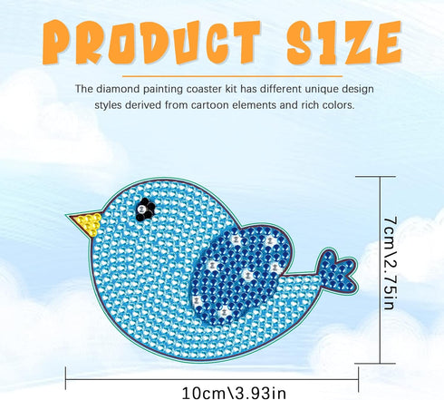 Tontut 8 Pcs Diamond Painting Wooden Coasters with Holder, DIY Little bird Coasters Diamond Art Kits for Beginners, Adults Small Diamond Painting ...