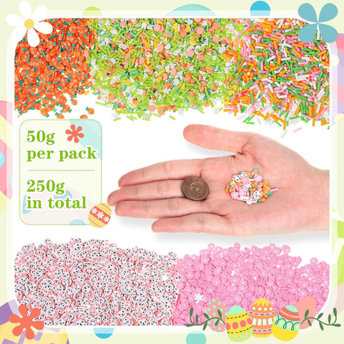 250 Grams Easter Day Fake Chocolate Candy Sprinkles Tiny Polymer Clay Embellishments Xmas Polymer Clay Slices Soft Clay DIY Decoration for Resin N...