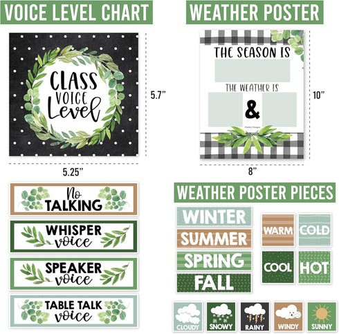 Hadley Designs Farmhouse Classroom Calendar Set Bulletin Board Sets For Teachers - Bulletin Board Calendar, School Calendar For Classroom, Classro...
