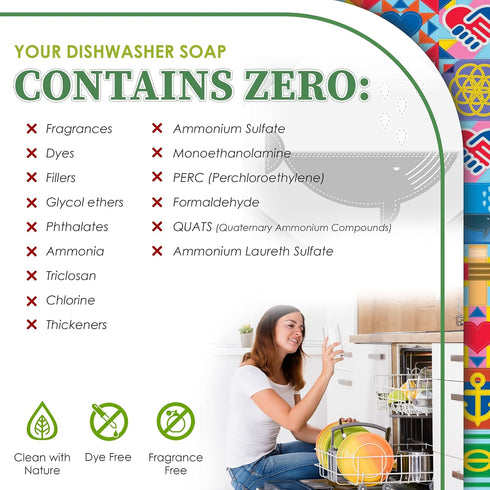 Auto Dishwasher Soap, 12.5oz Bag - Natural Concentrated Formula - Dish Soap, Dishwasher Detergent Cleaning Supplies, Hard Water Stain Remover, Spa...