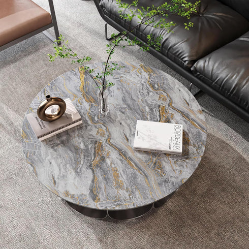 CRE8TIVE Matte Gold Grey Marble Contact Paper for Countertops Waterproof 12"x80" Slate Marble Wallpaper Peel and Stick Countertops Self Adhesive R...