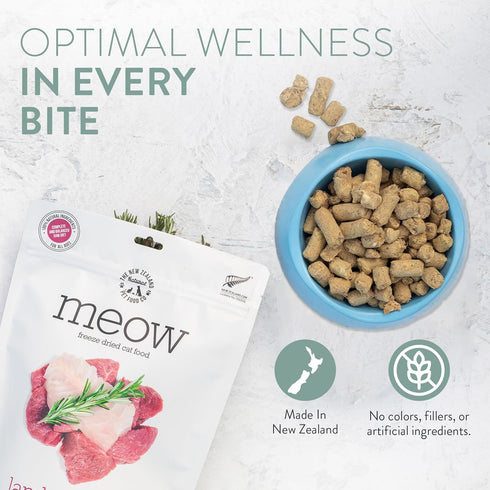 Meow Chicken & King Salmon Freeze Dried Raw Cat Food, Mixer, or Topper, or Treat - High Protein, Natural, Limited Ingredient Recipe 1.76 oz...