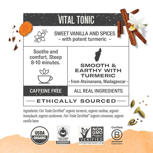 Numi Organic Amber Sun Turmeric Tea Bags, 15 Tea Bags, Herbal Tea with Rooibos & Spices...