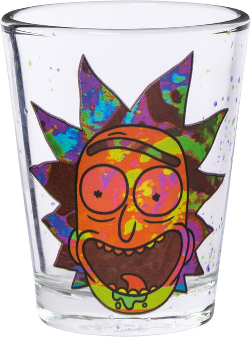 Silver Buffalo Rick and Morty Colorful Abstract Faces 4 Pack Mini Glass Set, 1.5 Ounces...