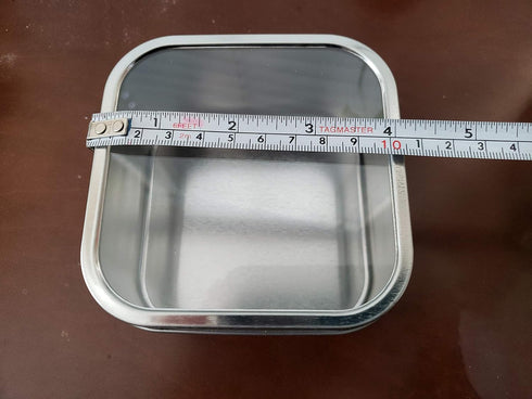 Square Metal Tin Box Storage Containers with Windowed Lids - 4x4x2.25 Inches, 16 oz. - Set of 2...