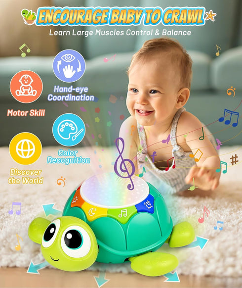 Baby Toys 6 to 12 Months, Musical Turtle Crawling Baby Toys for 12-18 Months, Infant Learning Toy with Light & Sound for 1 2 Year Old, Birthday Gi...