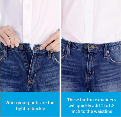 12PCS Button Extenders for Jeans, Pants Button Extender, Waist Extenders for Pants for Women Men, No Sewing Instant Waistband Extension 1-1.8 Inch...