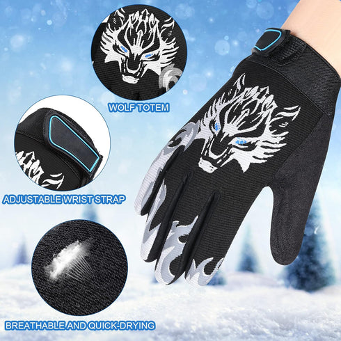 Geyoga 4 Pieces Kids Football Gloves Kids Fishing Gloves Motorcycle Bike Gloves Full Finger Children Gloves for Cycling Camping Fishing Parkour Ou...