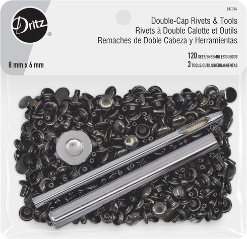 Dritz Double Cap Gunmetal Includes Rivets & Tools Fasteners...