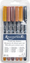 Realeather F2400-01 Dual Tip Leather Dye Marker Pens (6 Pack), Earth Tones...