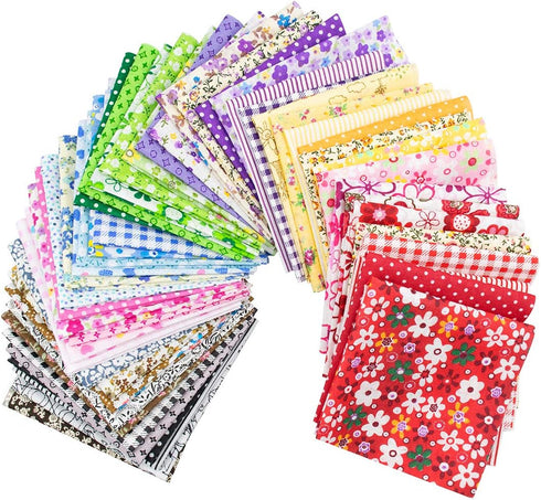 Foraineam 50 Pieces Assorted Cotton Craft Fabric Bundle 8" x 8" (20cm x 20cm) Printed Patchwork Squares for DIY Sewing Quilting Scrapbooking...
