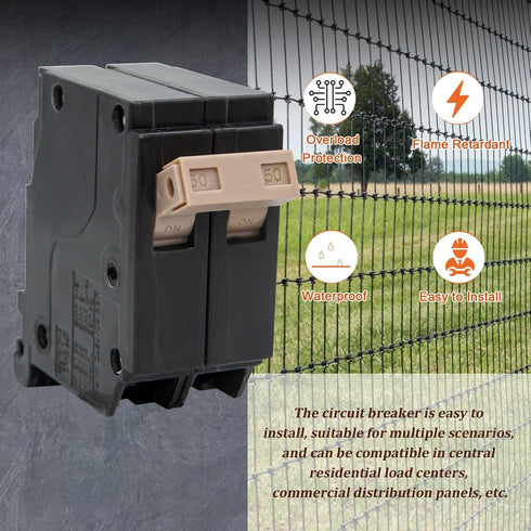 250 2-Pole 20-Amp Circuit Breaker, 3/4-Inch Plug-On Molded Case Circuit Breaker, Thermal Magnetic Protection, 20 Amp 10 KAIC, 120/240V...