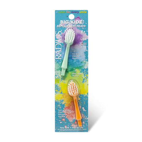 RADIUS Big Kidz Forever Brush Replacement Heads for Children, 6 Years and Up, BPA Free ADA Accepted for Growing Teeth and Gums, 2 Heads - Extra So...