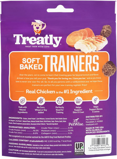 Soft Baked Trainers Chicken & Sweet Potato w/Collagen Dog Treats - 5oz/1 Pack...
