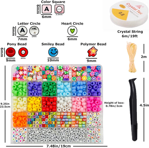 Luwanio Bracelet Making Kit, Pony Beads Clay Beads Smiley Beads Letter Beads for Friendship Bracelets Jewelry Making, Kandi Bracelet Kit, DIY Arts...