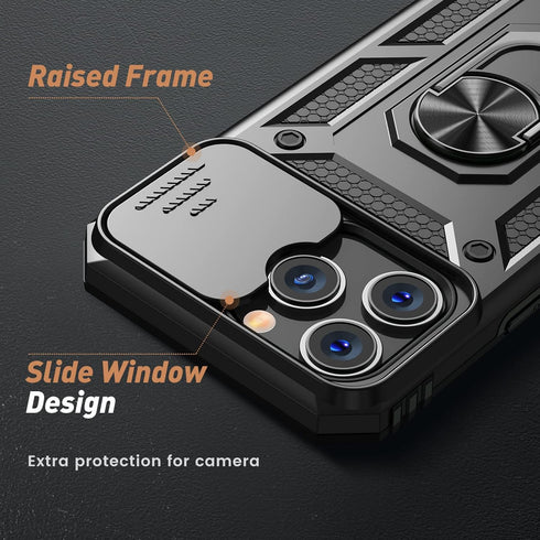 Goton Armor Case for iPhone 13 Pro Case with Slide Camera Cover & Kickstand, Heavy Duty Military Grade Protection Phone Case, Built-in 360° Rotate...
