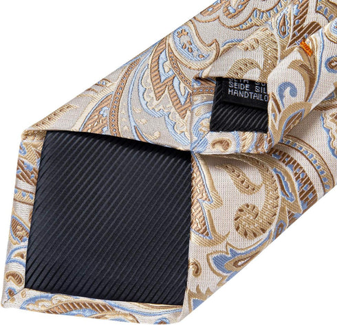 DiBanGu Men's Silk Tie and Pocket Square Woven Formal Tie Cufflink Set Solid Neckties...