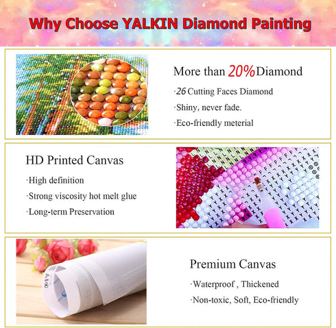 YALKIN Diamond Painting Kits for Adults, Family Diamond Art(31.5x11.8inches) Full Drill Crystal Rhinestone Embroidery Pictures, Wall Decor Stress ...