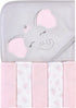 Hudson Baby Unisex Baby Hooded Towel and Five Washcloths, Pink Elephant, One Size...