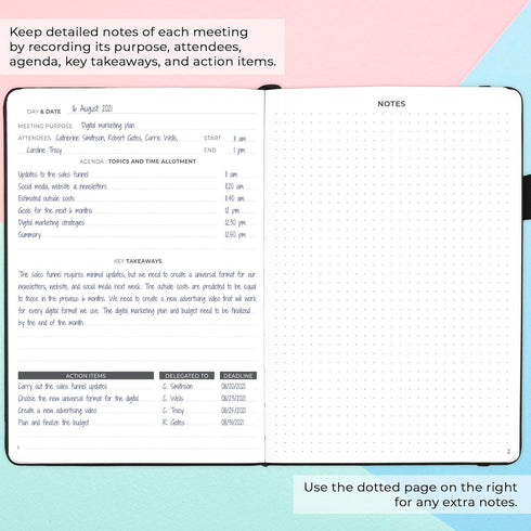 Clever Fox Meeting Notebook – Work & Business Organizer with Notes & Action Items – Notepad for Project Management & Meetings, A5 (Black)...