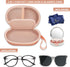 Lasiyanor 2 in 1 Contact Lens Case and Glasses Case, Portable Contact Box Bag with Mirror Tweezers Remover Tool Solution Bottle for Travel Daily O...