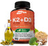 NutriFlair Vitamins D3 (5000iu/125mcg) + K2 (as Mk7) - Made with Plant-Based Ingredients Plus BioPerine Black Pepper Extract, 90 Capsules - Suppor...
