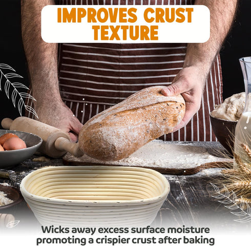 Banneton Bread Proofing Basket Sourdough Proofing Basket for Beginners & Professional Bakers, Handwoven Rattan Cane Bread Maker with Linen for Art...