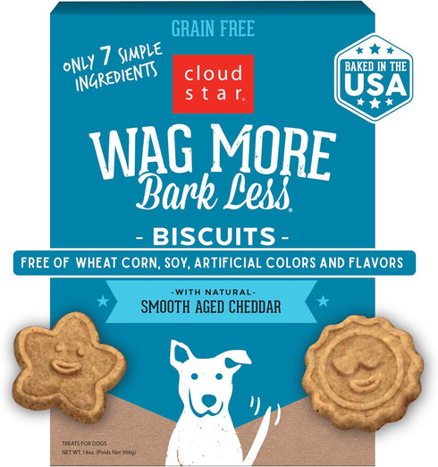 Cloud Star Corp, Wag More Bark Less Oven-Baked Grain Free Smooth Aged Cheddar Dog Biscuits...