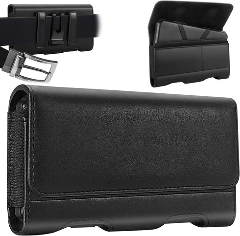 Mopaclle iPhone 15 Pro Max, Galaxy S24 Plus Leather Holder Case with Belt Clip & Pouch Cover (Fits with Phone Commuter Case on)...