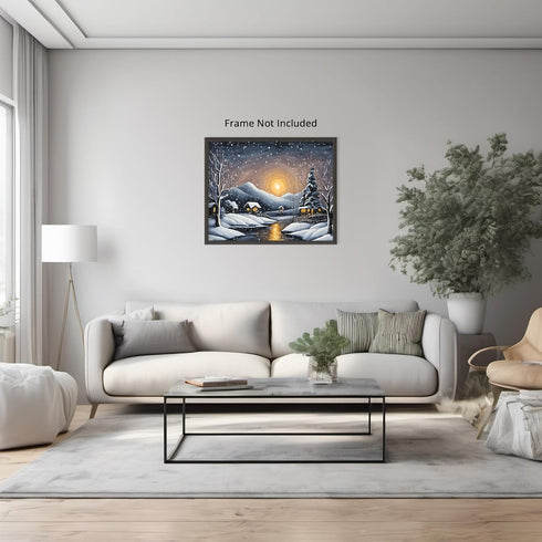 Posterizer 1 pcs- quaint old village-building in nature-night sky 13-Landscape & Nature Art-Floral Botanical Art- Decor for Home & Office- unframe...