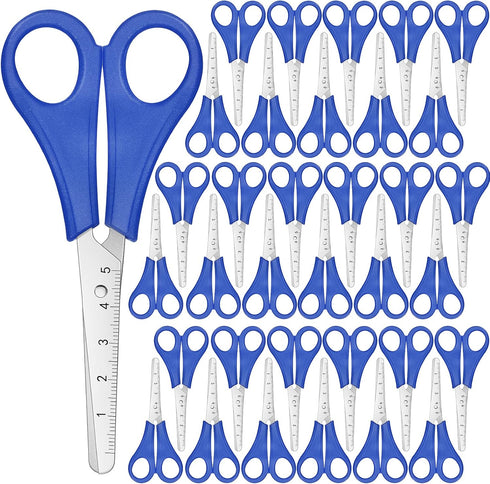 50 Pieces Kids Scissors Bulk, 5 Inch Blunt Tip Scissors Stainless Steel Safety Scissors with Comfort Grip Handles for Kindergarten Primary School ...