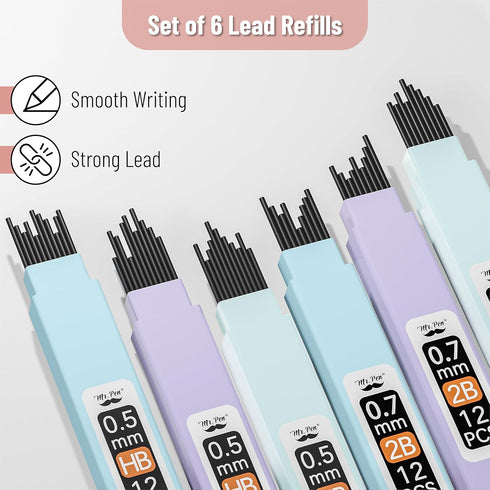 Mr. Pen- Pastel Mechanical Pencil Set with Lead Refills & Erasers, 6 Pack, 2 Sizes, 0.5 & 0.7mm, Aesthetic Mechanical Pencils Set, Pastel Mechanic...