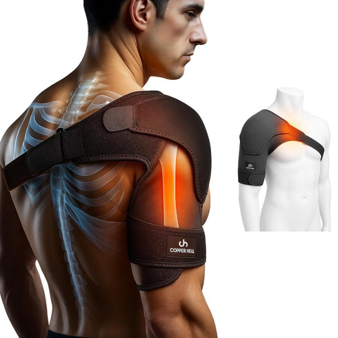 COPPER HEAL – Shoulder Adjustable Clamp Compression Sleeve for Men Women's Support, for Better Back Posture Arm Right & Left Pain Rotator Neck wit...