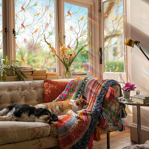 Coavas Privacy Window Film Non-Adhesive Translucent Bird Window Film Decorative Glass Film Static Cling Film Bird Windows Stickers for Home Office...