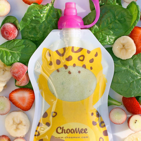 ChooMee SoftSip Food Pouch Tops | Red Purple + White Travel case | Prevent Spills and Protect Childs Mouth...