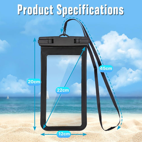 Waterproof Phone Pouch, Waterproof Phone Case for iPhone 15 14 13 12 Pro Max XS Samsung, IPX8 Cellphone Dry Bag Beach Essentials -8.5" (Black Clea...