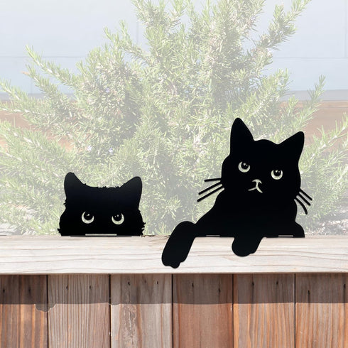 Peeping Cat Metal Garden Decor,Cute Cat Garden Decor,Cat Garden Statue,Black Cat Statue for Indoor and Outdoor,Cat Lover Gifts for Women,Set of 3 ...