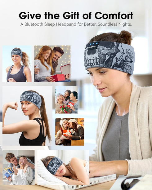 Sleep Headphones Bluetooth Headband, Wireless Sleeping Headphones Music Sport Headbands, Long Time Play Sleeping Headsets Built-in Thin Speakers, ...