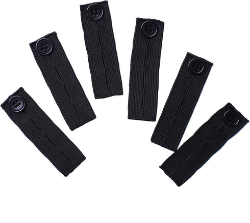 Elastic Button Extenders for Men and Women, Waist Extenders Adjustable for Pants, Trousers, Dress and Jeans, 6-Pack (Black)...