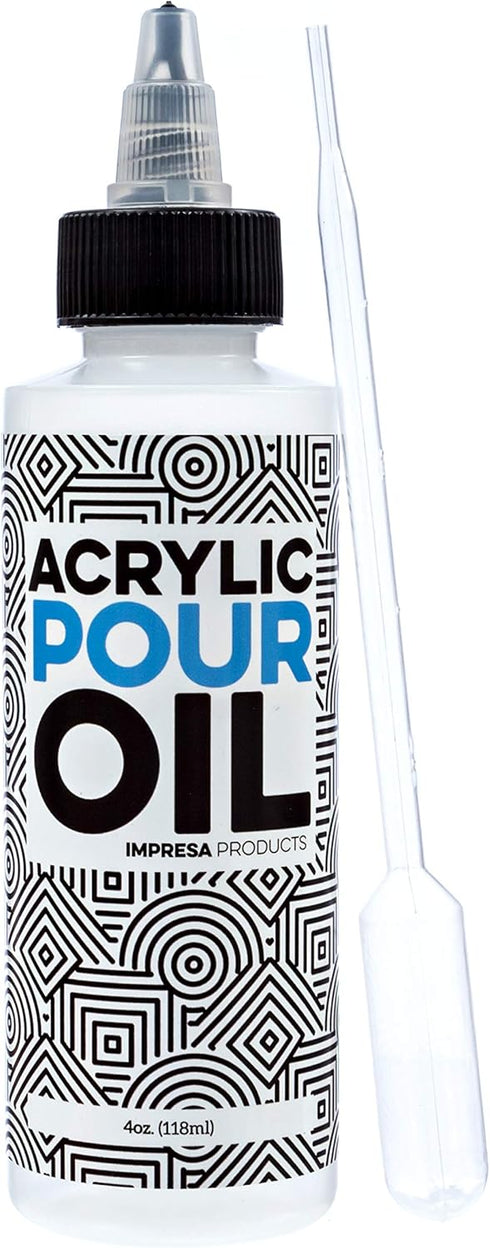 IMPRESA Acrylic Pouring Oil - 100% Silicone - Ideal Silicone Lubricant for Art Applications - Large 4 Ounces (Includes Pipette) - Made in The USA...