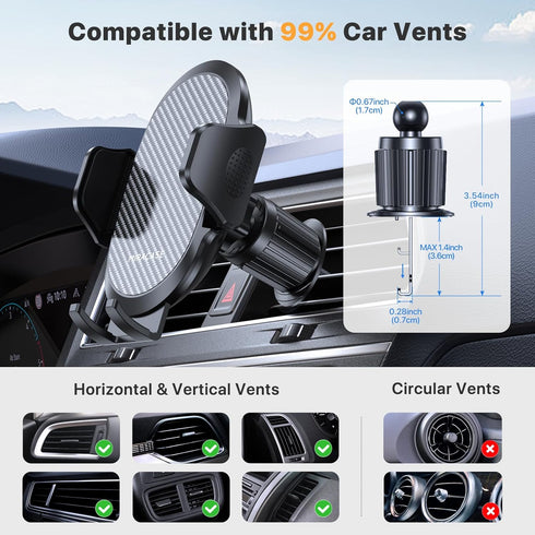 Miracase Phone Holders for Your Car with Newest Metal Hook Clip, Air Vent Cell Phone Car Mount, Hands Free Universal Automobile Cradle Fit for iPh...