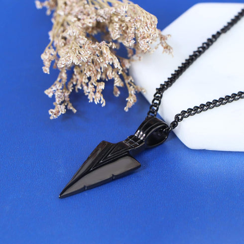 Jstyle Stainless Steel Pendant Necklace For Mens Cool Spearpoint Arrowhead Pendant Chain Necklace Set Black & Silver Tone...