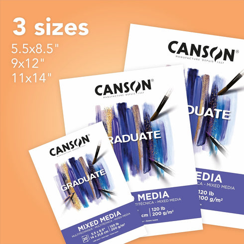 Canson Graduate Mixed Media Pad, Foldover, 9x12 inch, 20 Sheets | Artist Paper for Adults and Students - Watercolors, Mixed Media, Markers and Art...