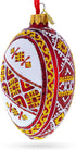 Red Stripe Ukrainian Pysanka Glass Egg Ornament 4 Inches...